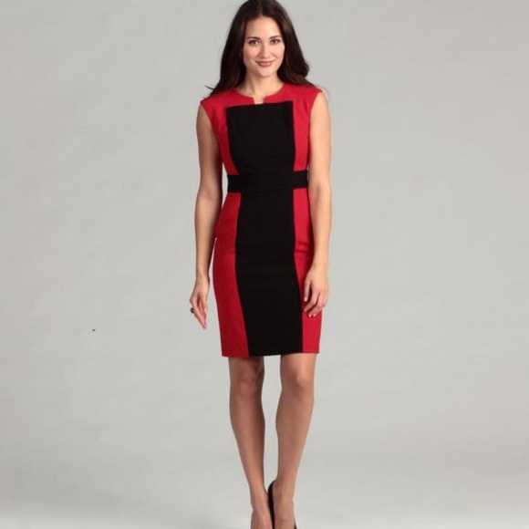 red and black calvin klein dress